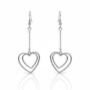 Elegant Silver Heart Drop Earrings